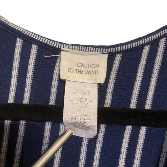 Caution to the wind Blue White Stripe V-Neck Soft Cropped Jumpsuit Romper Size M - Picture 5 of 12